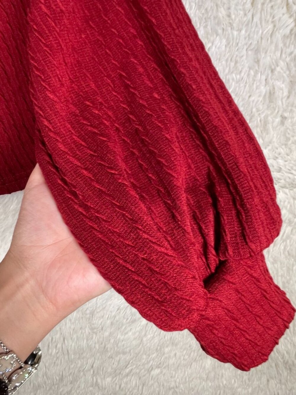 Red Cold-Shoulder Ribbed Crop Top - Picture 5 of 7